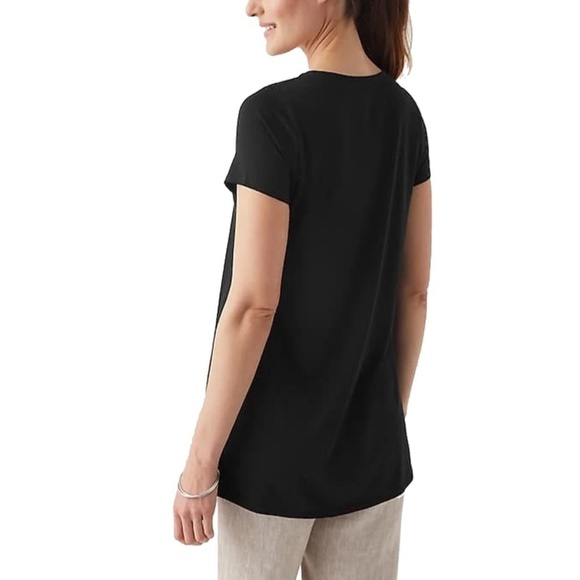 J. Jill Elliptical Tee Tank T Shirt Pima Cotton Short Sleeve V-Neck Relaxed Fit - Picture 2 of 14